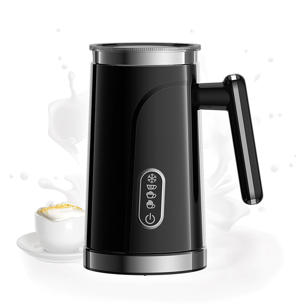 BioloMix BMF101 Elektrický napěňovač a ohřívač mléka 4 v 1, automatický na horké a studené mléko, na latte, pěnidlo, horkou čokoládu, cappuccino - černý