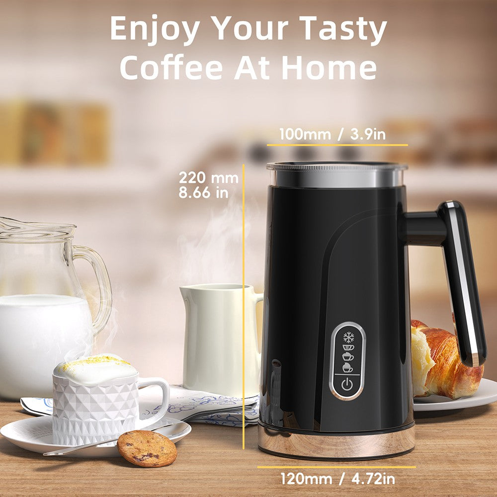 BioloMix BMF101 Elektrický napěňovač a ohřívač mléka 4 v 1, automatický na horké a studené mléko, na latte, pěnidlo, horkou čokoládu, cappuccino - černý