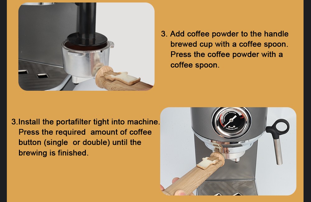 Poloautomatický kávovar BioloMix CM7008 s tryskou na napěňování mléka, tlak 20 barů, nádržka na vodu 1,1 l, jeden/dvojitý šálek