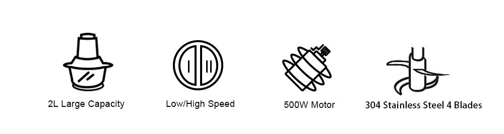 Elektrický mlýnek na maso BioloMix CP615, nízká/vysoká rychlost, 2 rychlosti, motor 500 W, velká kapacita 2 l