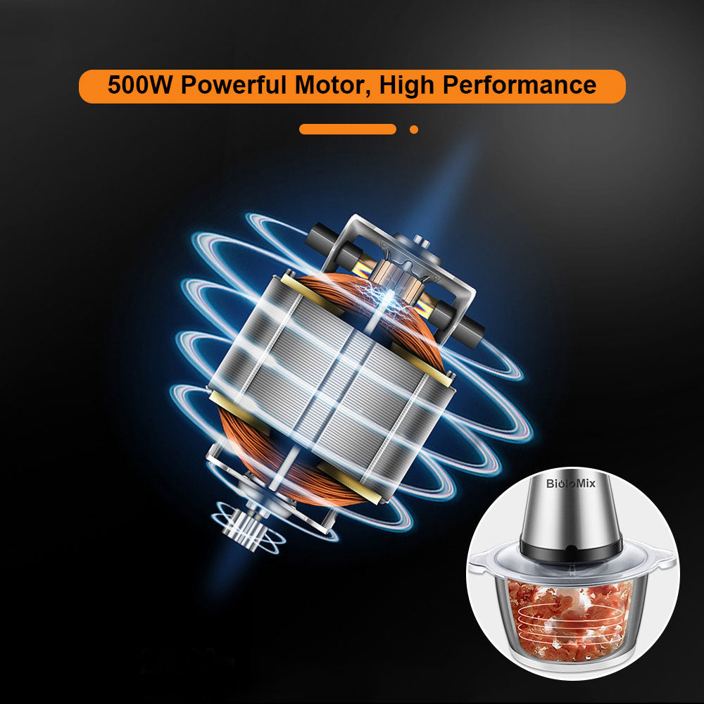 Elektrický mlýnek na maso BioloMix CP615, nízká/vysoká rychlost, 2 rychlosti, motor 500 W, velká kapacita 2 l
