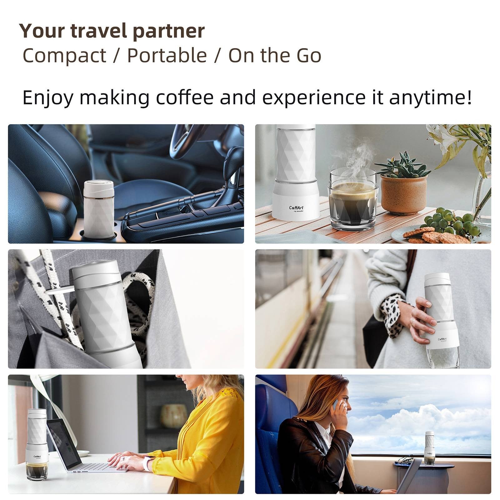 Přenosný kávovar BioloMix HS8439, tlak 13-18 barů, ruční lis na kapsle, mletá káva, nádoba na vodu 80 ml, na cesty a piknik - černý