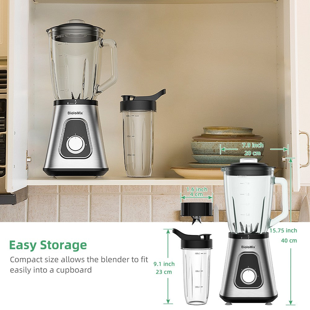 Smoothie mixér BioloMix SF701 1300W s 1,5l skleněnou nádobou, 2 rychlostními stupni a pulzní funkcí