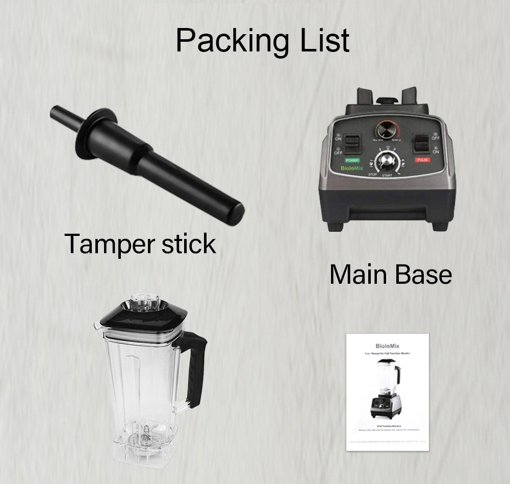 BioloMix T5200 3HP 2200W mixér s časovačem, mixér na ovoce a zeleninu, odšťavňovač, objem 2 l, bez BPA