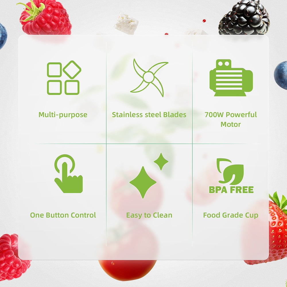 BioloMix TB23M 3v1 multifunkční kuchyňský robot, přenosný odšťavňovač 700 W, osobní mixér, mlýnek na maso, mlýnek na kávu a koření, sekáček na maso, smoothie, mixér na ovoce