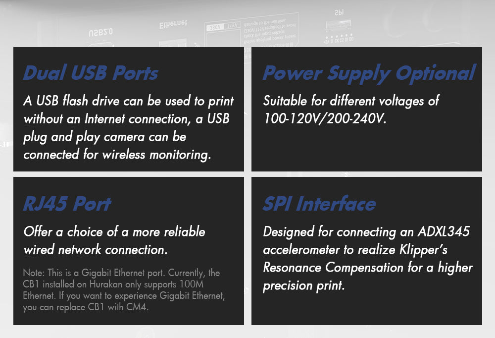 3D tiskárna BIQU Hurakan, firmware Klipper, automatické nivelace, vestavěná mikrosonda, rozdělená podložka, tichý tisk, senzor vybití filamentu, WiFi dálkové ovládání, 220x220x270 mm
