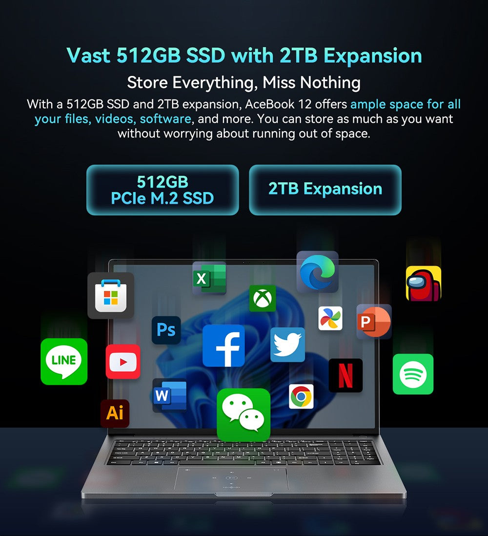 Notebook Blackview Acebook 12, 16palcový IPS displej s rozlišením 1920*1200, Intel Core i5-1030NG7, 4 jádra (max. 3,5 GHz), 16 GB RAM, 512 GB SSD, WiFi 5 a Bluetooth 4.2, 1 plně vybavený port typu C, 2 USB 3.2, 1 USB 2.0, 1 HDMI, 1 SD karta, 1 audio konektor, baterie 57 Wh