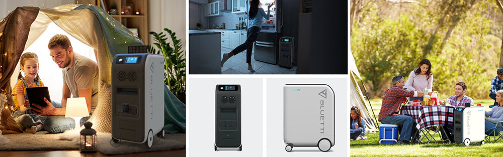 Přenosná elektrárna BLUETTI EP500, solární generátor s LiFePO4 bateriemi 5100 W, výstup AC 2000 W, bezproblémový UPS, bezdrátové nabíjení 15 W, ovládání aplikací - zástrčka EU