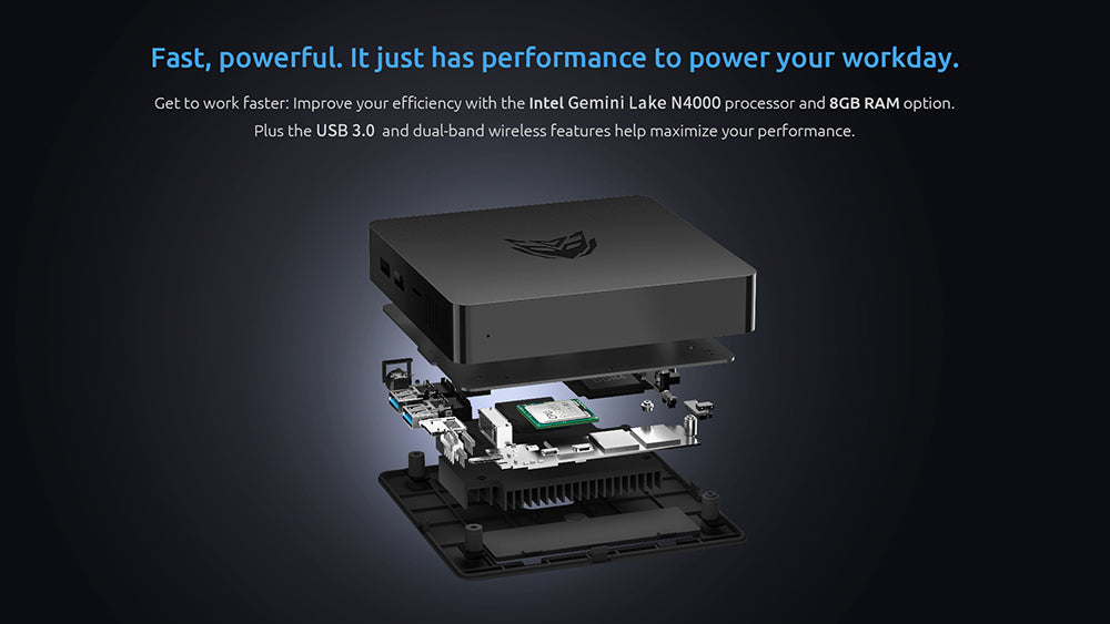 BMAX B1 Pro Mini PC Intel Gemini Lake N4000 až 2,6 GHz Windows 11 8 GB RAM 128 GB SSD 2,4G/5G dvoupásmový WiFi Bluetooth 4.2 - EU