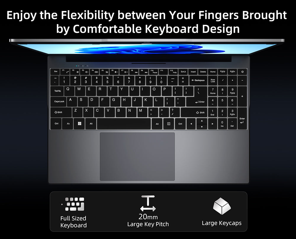 Notebook BMAX X15 Pro, 15,6 palcový IPS displej s rozlišením 1920*1080, Intel N95, 4 jádra, max. 3,4 GHz, 16 GB RAM, 512 GB SSD, WiFi 5, Bluetooth 5.0, baterie 5000 mAh, 1x USB 3.2, 1x Mini HDMI, 1x slot pro Micro SD kartu, 1x konektor pro sluchátka, klávesnice plné velikosti