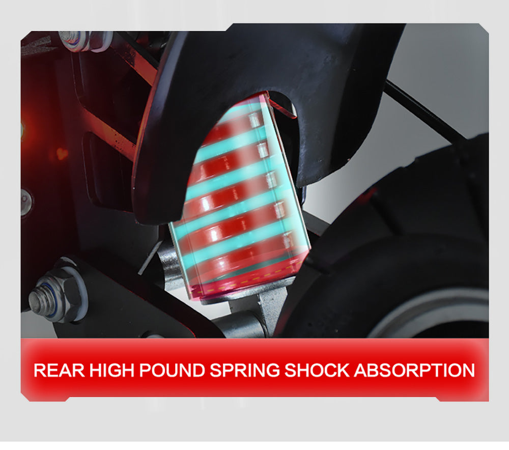 Elektrická koloběžka BOYUEDA Q7 Pro, motor 2*1600 W, baterie 52 V 19 Ah, pneumatiky 10 palců, maximální rychlost 70 km/h, dojezd 70 km, dvojité hydraulické kotoučové brzdy, přední hydraulický tlumič a zadní pružinový tlumič, ovládání pomocí aplikace