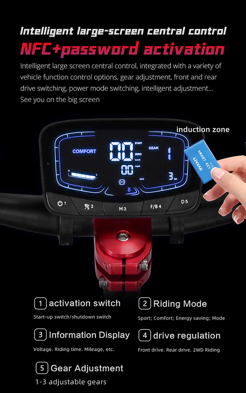 Elektrická koloběžka BOYUEDA Q7 Pro Max, motor 1600 W*2, baterie 52 V 28 Ah, pneumatiky 10 palců, maximální rychlost 70 km/h, dojezd 110 km, dvojité hydraulické kotoučové brzdy, přední hydraulický tlumič a zadní pružinový tlumič, LCD displej