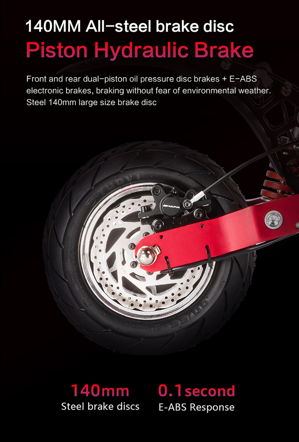 Elektrická koloběžka BOYUEDA Q7 Pro Max, motor 1600 W*2, baterie 52 V 28 Ah, pneumatiky 10 palců, maximální rychlost 70 km/h, dojezd 110 km, dvojité hydraulické kotoučové brzdy, přední hydraulický tlumič a zadní pružinový tlumič, LCD displej