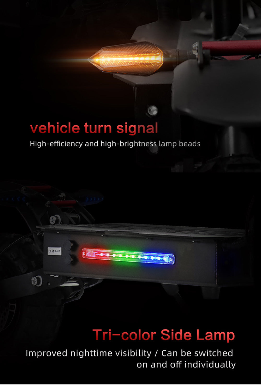 Elektrická koloběžka BOYUEDA S3-11, motor 2*3000 W, baterie 60 V 38 Ah, pneumatiky 11 palců, maximální rychlost 85 km/h, dojezd 120 km, dvojité hydraulické kotoučové brzdy, hydraulický tlumič, LCD displej