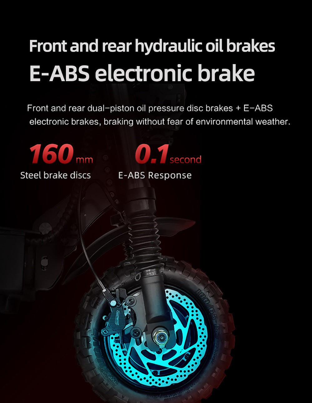 Elektrická koloběžka BOYUEDA S3-11, motor 2*3000 W, baterie 60 V 38 Ah, pneumatiky 11 palců, maximální rychlost 85 km/h, dojezd 120 km, dvojité hydraulické kotoučové brzdy, hydraulický tlumič, LCD displej