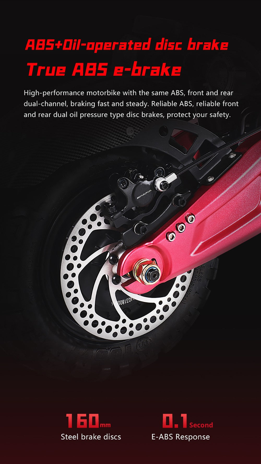 Elektrická koloběžka BOYUEDA S5-11, motor 2*3000 W, baterie 60 V 38 Ah, pneumatiky 11 palců, maximální rychlost 85 km/h, dojezd 120 km, dvojité hydraulické kotoučové brzdy, hydraulický tlumič, LCD displej