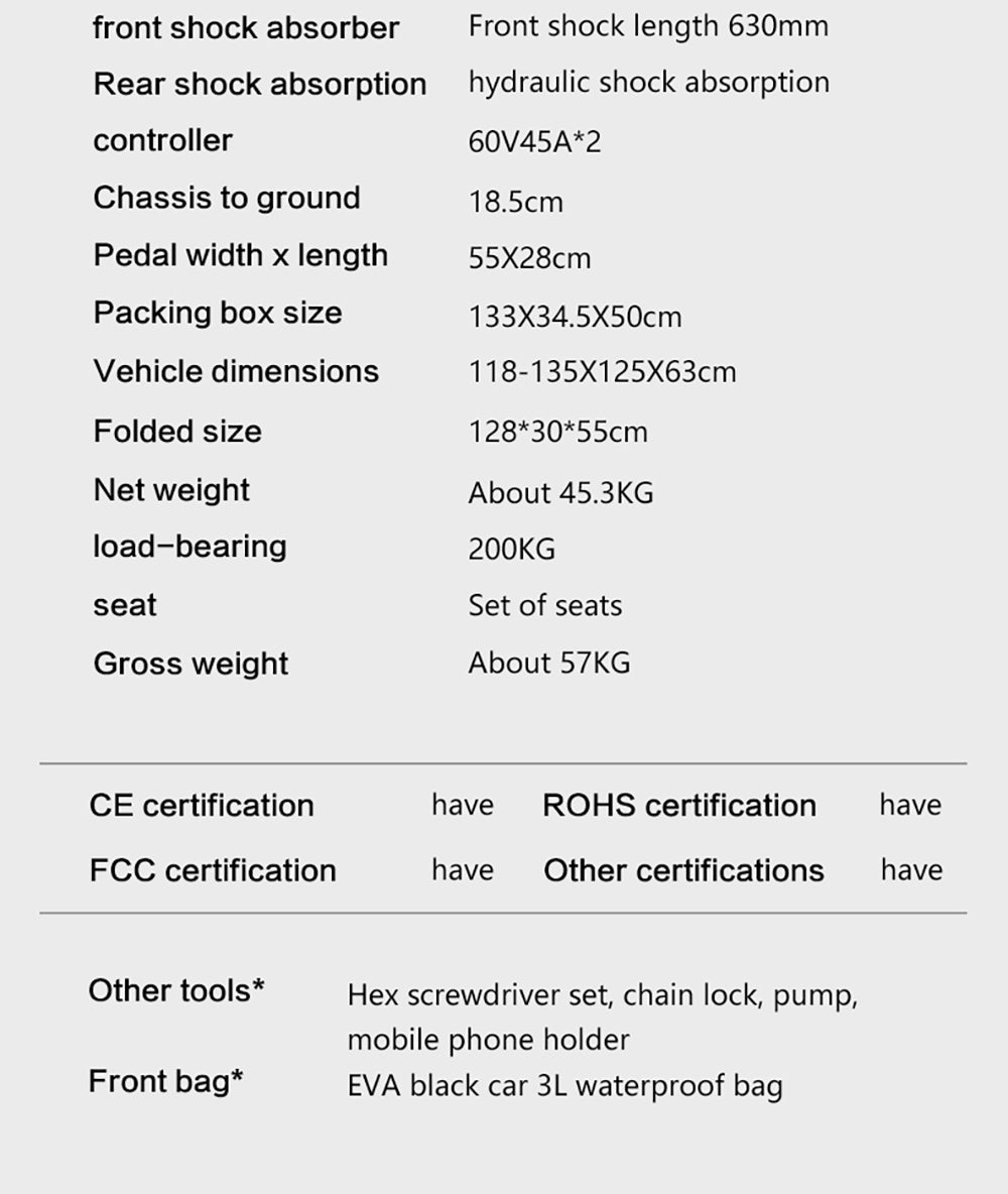 Elektrická koloběžka BOYUEDA S5-11, motor 2*3000 W, baterie 60 V 38 Ah, pneumatiky 11 palců, maximální rychlost 85 km/h, dojezd 120 km, dvojité hydraulické kotoučové brzdy, hydraulický tlumič, LCD displej