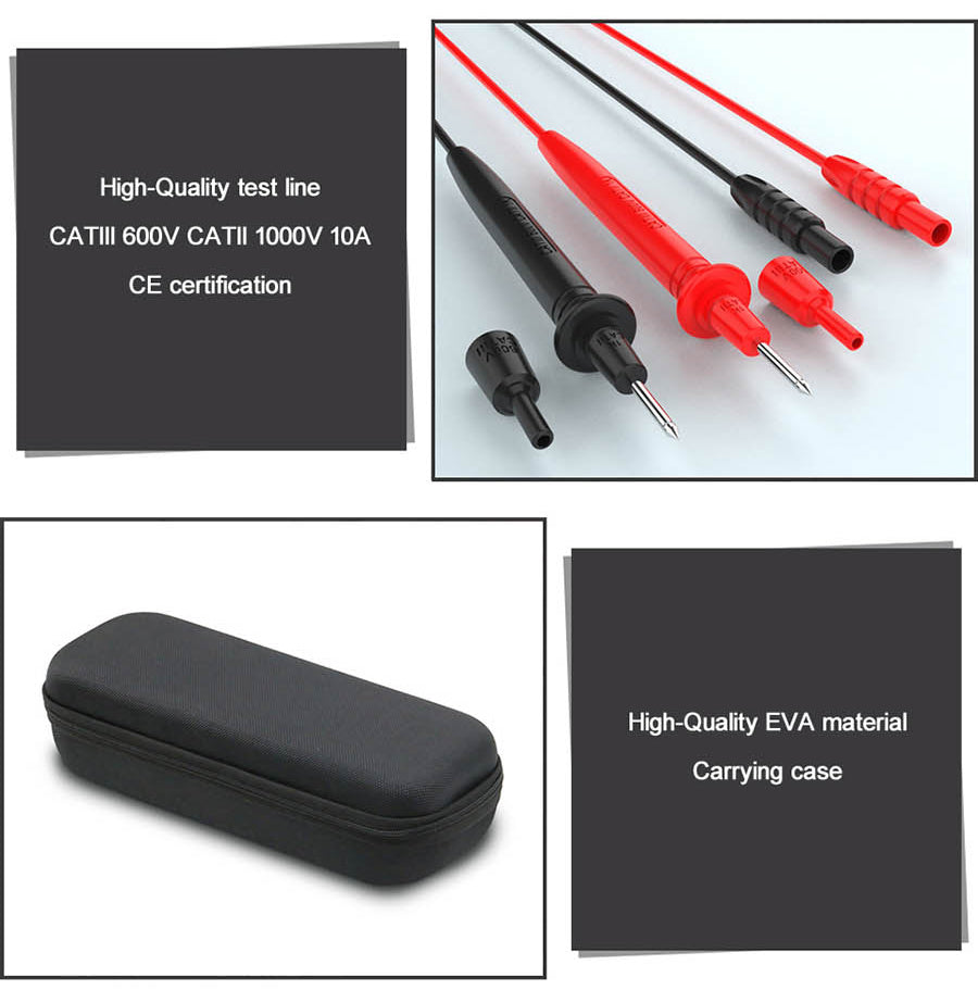 BSIDE A40 inteligentní digitální multimetr, infračervené měření teploty, bezkontaktní elektrické napěťové pero, duální teploměr AC/DC, alarm NCV VFC, kontrola fázového vodiče, černý - bez baterií