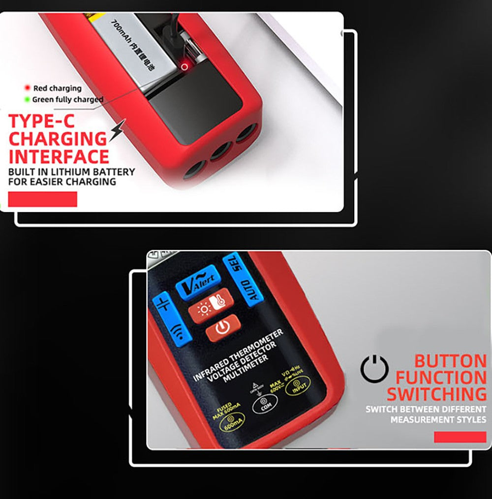 Digitální multimetr BSIDE A50, 6000 měřicích bodů, elektrická testovací sonda, tester úniku, tester napětí/proudu/kapacity/odporu