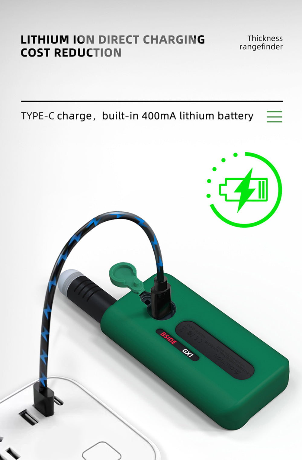 BSIDE GX1 4 v 1 komplexní tester, tester okolní teploty/vlhkosti/světla, hluku/nadmořské výšky, s funkcemi testování decibelů, klimatizace a chladiva - zelený