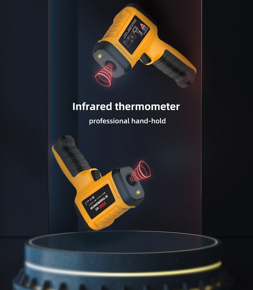 BSIDE H3 infračervený teploměr s pistolí, -58℉—2552℉, bezkontaktní ruční digitální laserový průmyslový teploměr, žlutý, bez baterie