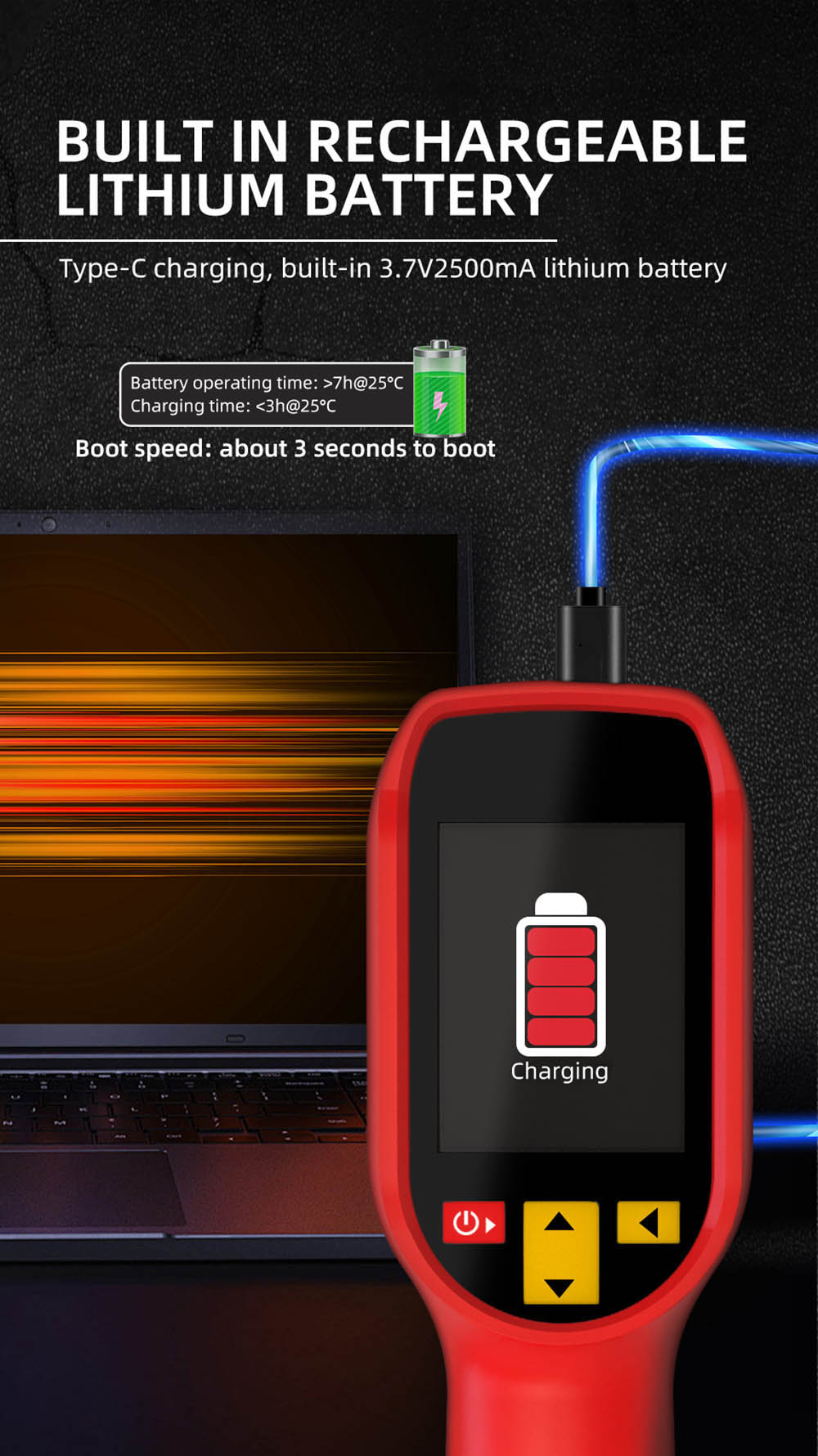 Termokamera BSIDE HX1, 240*240P, 2,4palcový LCD displej, krytí IP54