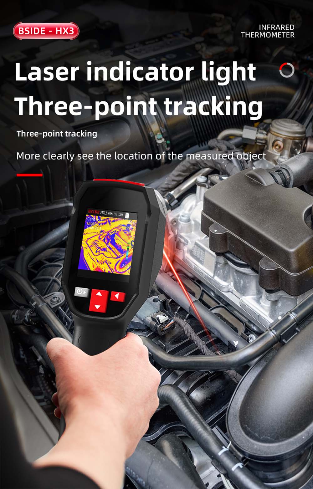 Termokamera BSIDE HX3, 2,4palcový TFT LCD, rozlišení 240 x 240, teplotní rozsah -20 °C až 550 °C, pro inspekci elektrických zařízení HVAC v domácnostech