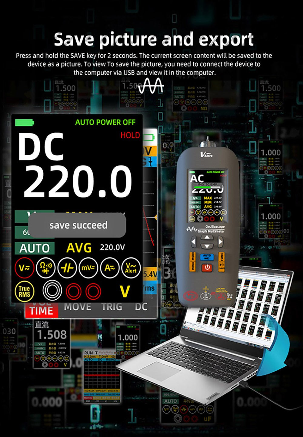 BSIDE O1X 3 v 1 osciloskop multimetr elektrické pero, šířka pásma 10 MHz, 2,8 palcový TFT barevný displej, lithiová baterie 2000 mAh, LED svítilna