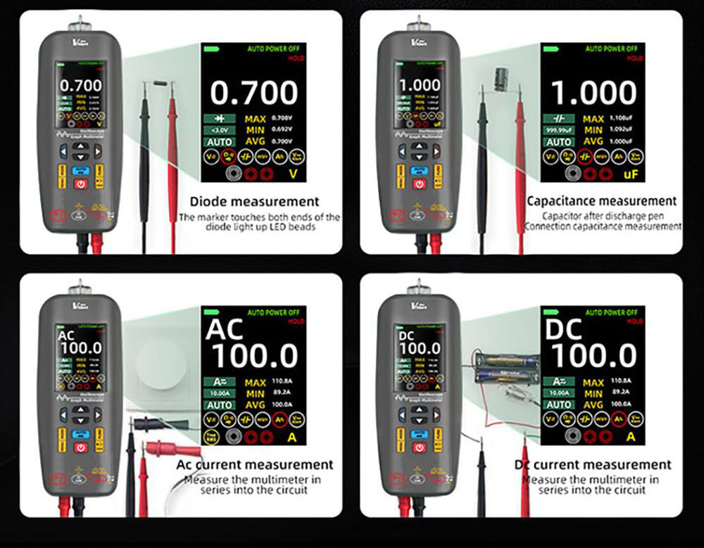 BSIDE O1X 3 v 1 osciloskop multimetr elektrické pero, šířka pásma 10 MHz, 2,8 palcový TFT barevný displej, lithiová baterie 2000 mAh, LED svítilna