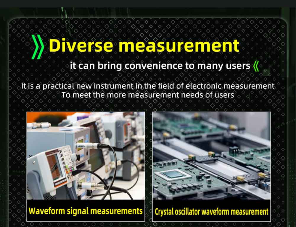 Dvoukanálový osciloskop BSIDE O2, šířka pásma 50 MHz, vzorkovací frekvence v reálném čase 250 MSa/s, 3,98palcový TFT LCD displej, 7 signálových vln