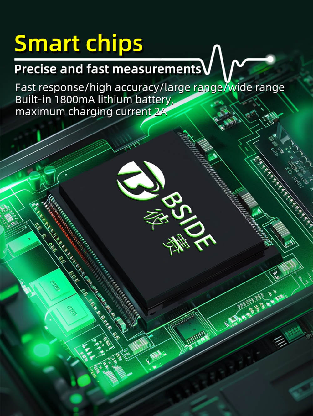 Dvoukanálový osciloskop BSIDE O2, šířka pásma 50 MHz, vzorkovací frekvence v reálném čase 250 MSa/s, 3,98palcový TFT LCD displej, 7 signálových vln