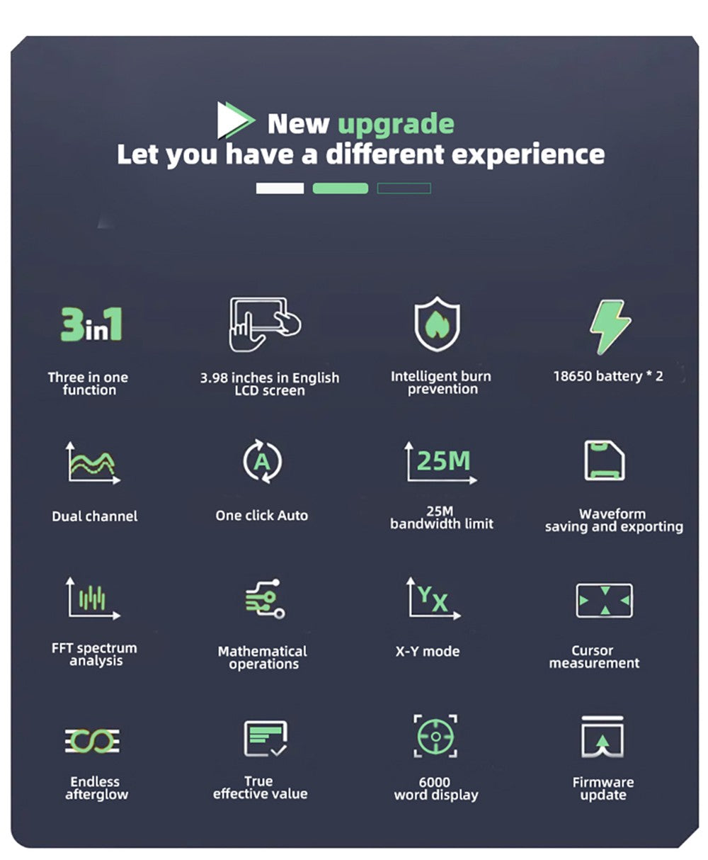 BSIDE O7 3 v 1 osciloskopový multimetr, napětí/proud/kapacita/frekvence/odpor/kontinuita/tester diod, 3,98