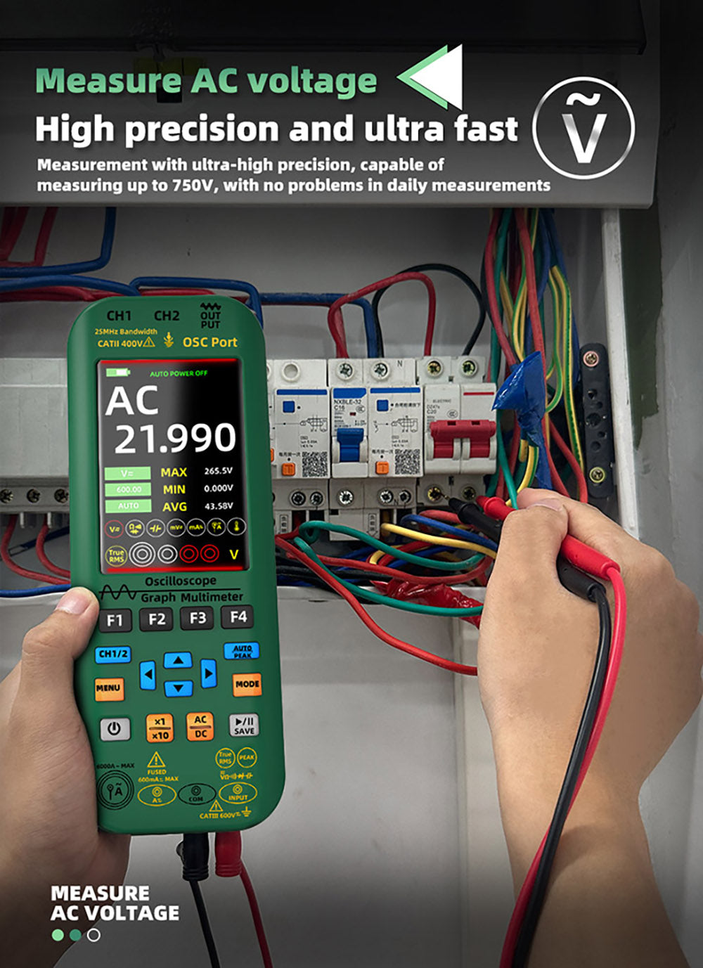 BSIDE O7 3 v 1 osciloskopový multimetr, napětí/proud/kapacita/frekvence/odpor/kontinuita/tester diod, 3,98