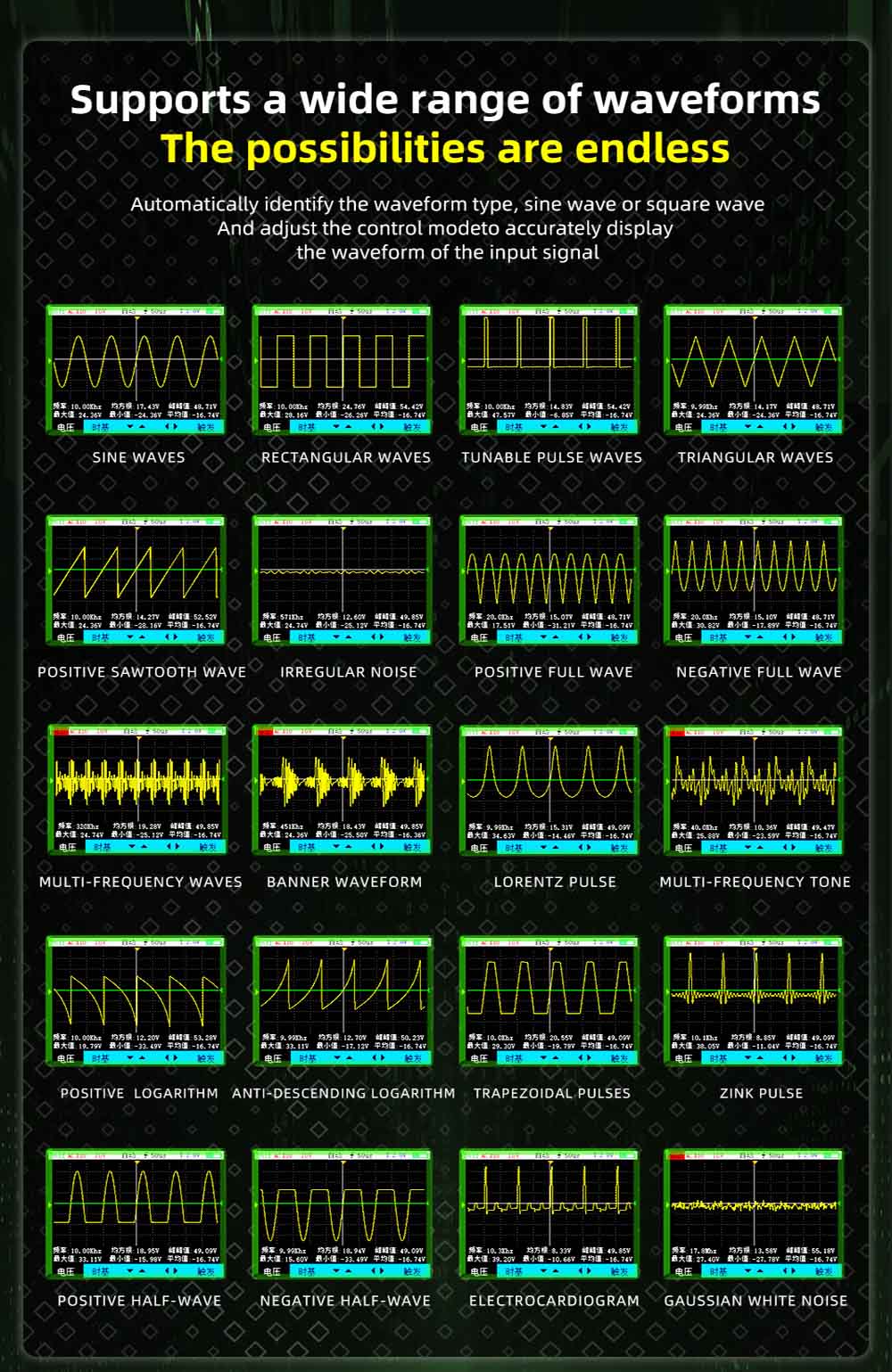 Ruční digitální osciloskop-multimetr BSIDE OT2, šířka pásma 10 MHz se vzorkovací frekvencí 48 MSa/s, 2,8palcový LCD displej