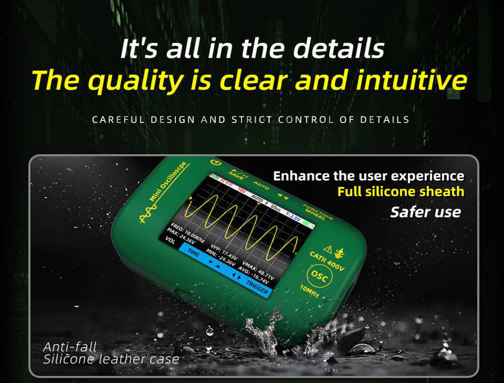 Ruční digitální osciloskop-multimetr BSIDE OT2, šířka pásma 10 MHz se vzorkovací frekvencí 48 MSa/s, 2,8palcový LCD displej