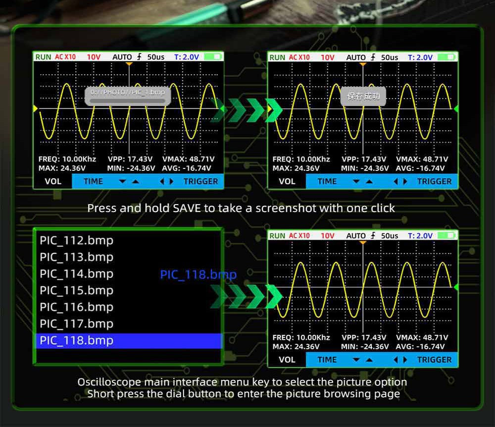 Ruční digitální osciloskop-multimetr BSIDE OT2, šířka pásma 10 MHz se vzorkovací frekvencí 48 MSa/s, 2,8palcový LCD displej