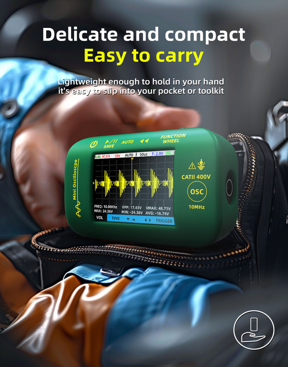 Ruční digitální osciloskop-multimetr BSIDE OT2, šířka pásma 10 MHz se vzorkovací frekvencí 48 MSa/s, 2,8palcový LCD displej