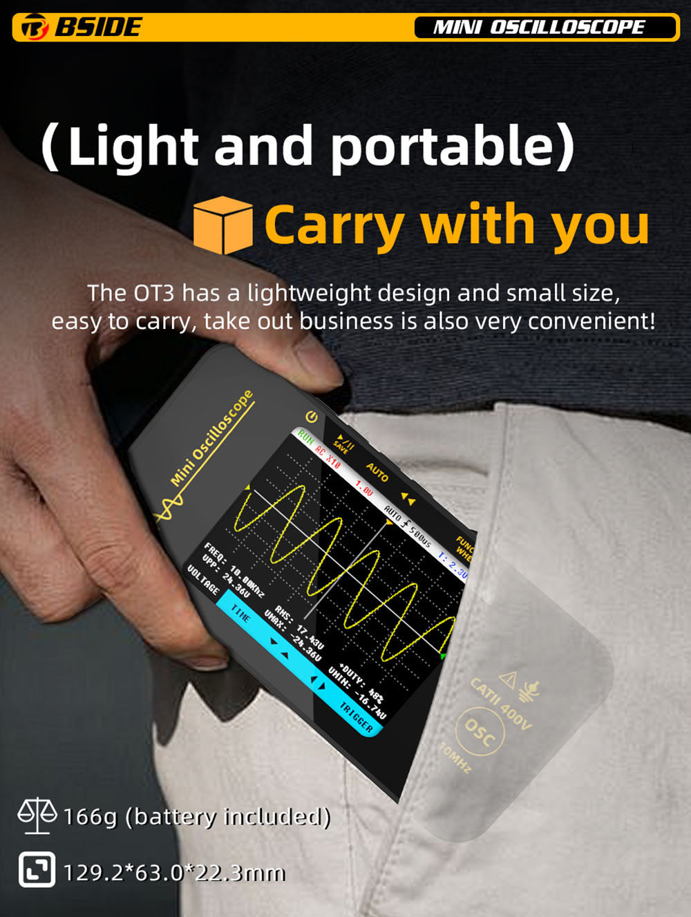Osciloskop BSIDE OT3 se sondou, 3.2