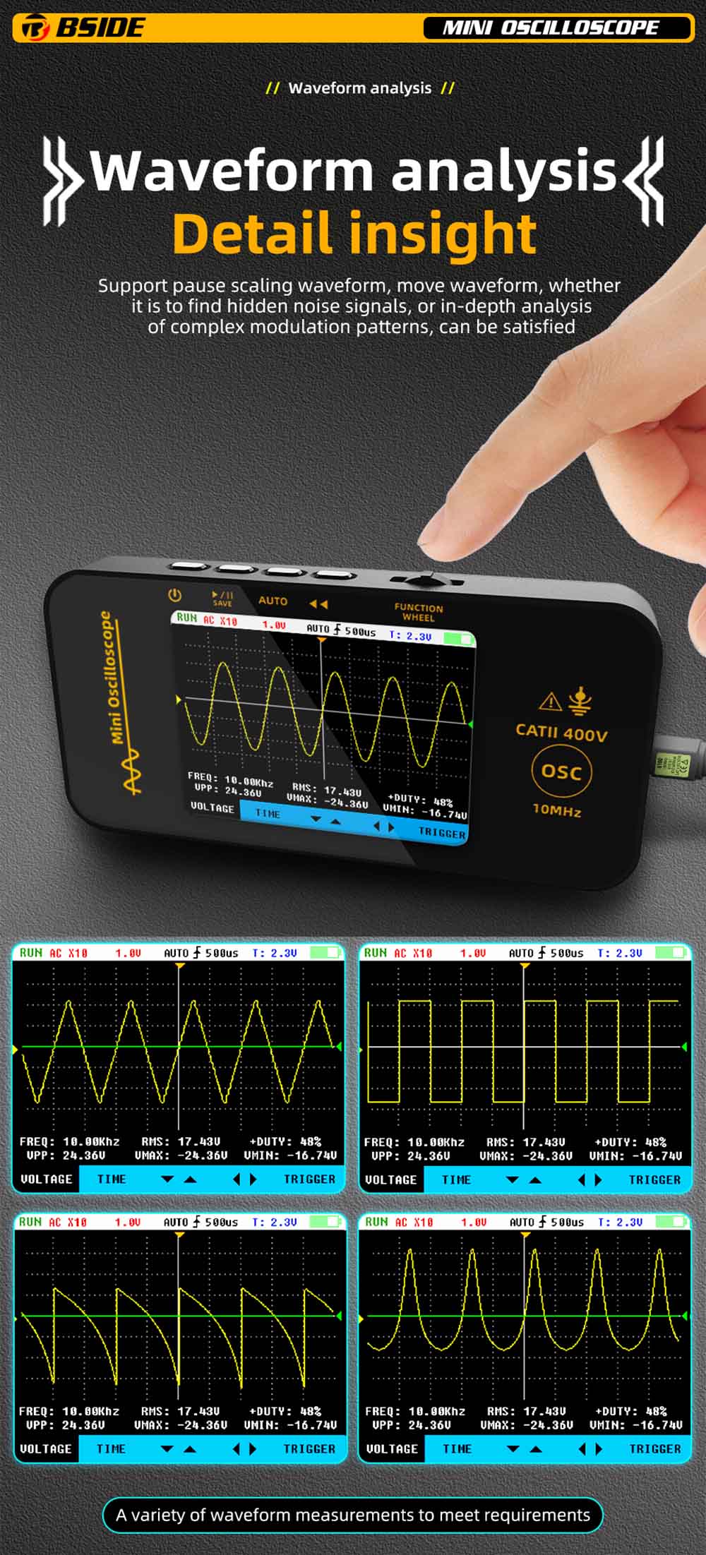 Osciloskop BSIDE OT3 se sondou, 3.2