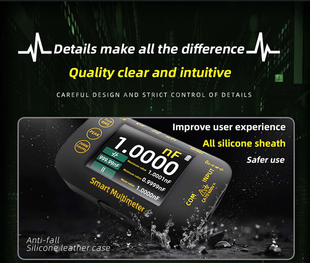 Digitální fotovoltaický multimetr BSIDE S40, 2,8palcový barevný HD displej, vysoká přesnost, vysoké napětí 1000 V, elektrická údržba