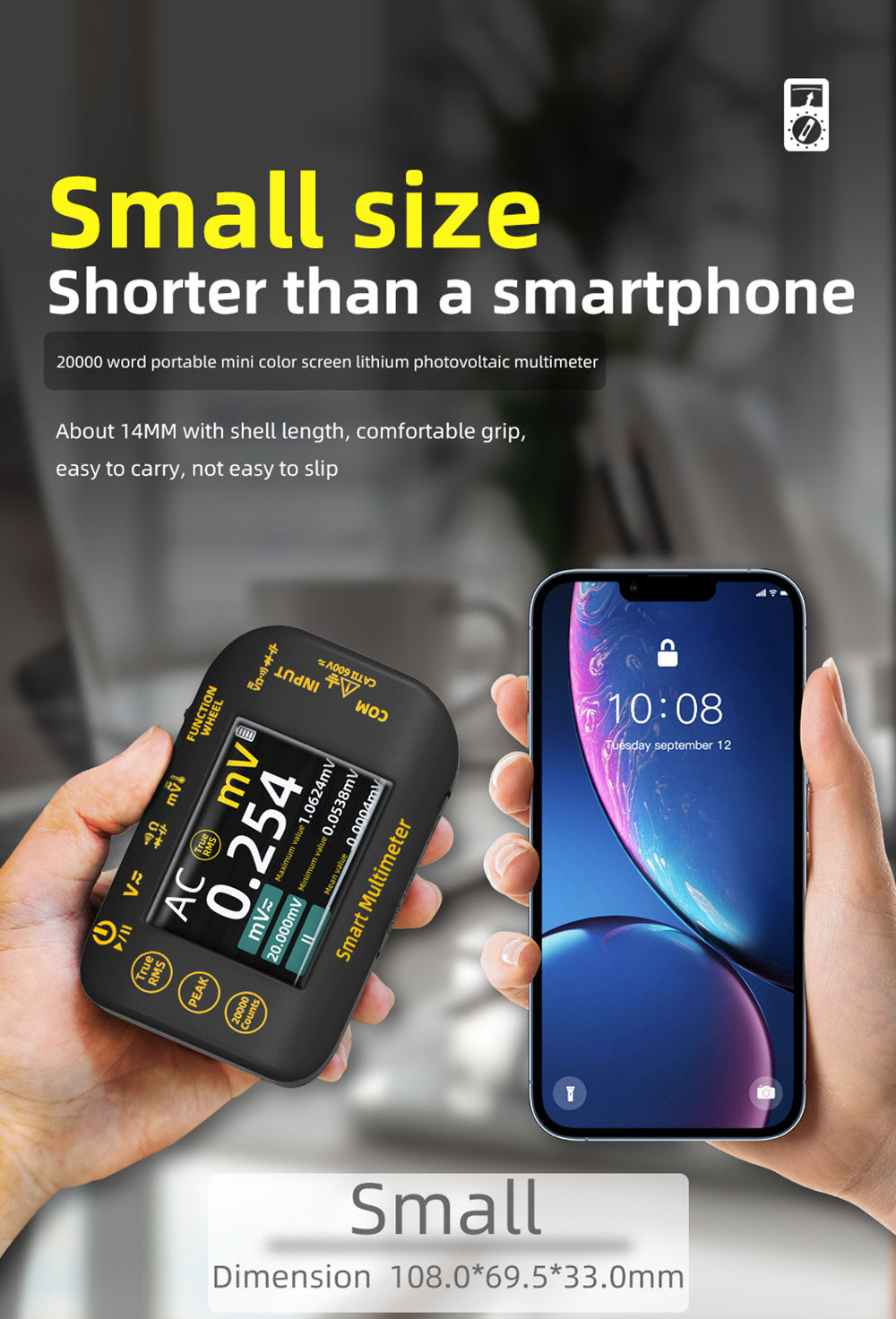 Digitální fotovoltaický multimetr BSIDE S40, 2,8palcový barevný HD displej, vysoká přesnost, vysoké napětí 1000 V, elektrická údržba