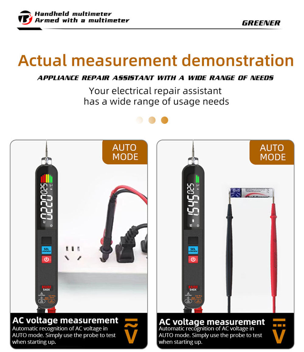 Digitální multimetr BSIDE S40X, tester únikového napětí, test diodového odporu a kapacity AC/DC, LCD displej, vyhledávání bodů zlomu, vysoká přesnost, plně inteligentní, nabíjení přes USB