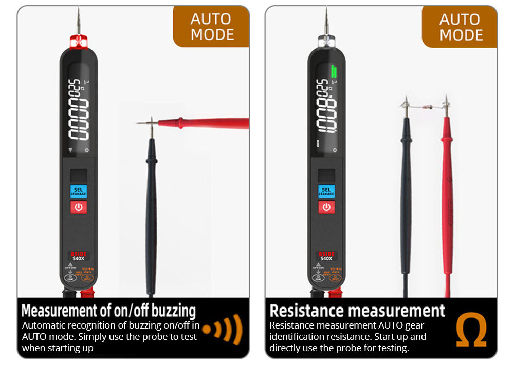 Digitální multimetr BSIDE S40X, tester únikového napětí, test diodového odporu a kapacity AC/DC, LCD displej, vyhledávání bodů zlomu, vysoká přesnost, plně inteligentní, nabíjení přes USB