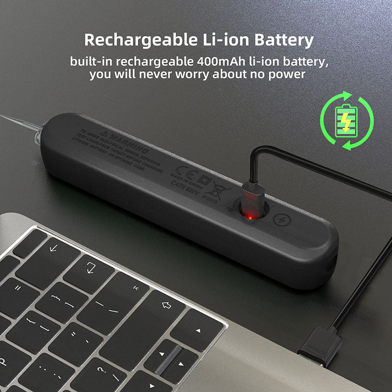 BSIDE S4X 12V-300V Tester Napětí, Pero, EBTN Displej, Bezkontaktní Detekce, Vyhledávač Bodů Přerušení Úniku Fázového Vodiče, 400mAh Lithiová Baterie - Černá