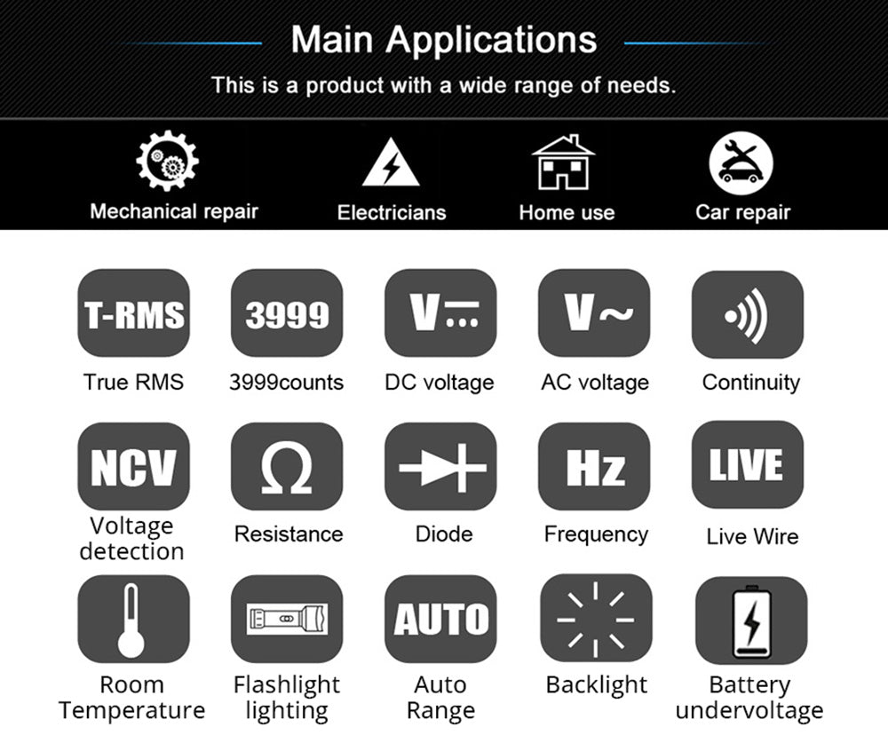 Digitální multimetr BSIDE S5, detektor napětí s elektrickým perem, model s automatickým rozpoznáváním nabíjení, kontrola indukčního nulového požárního vedení - zelený