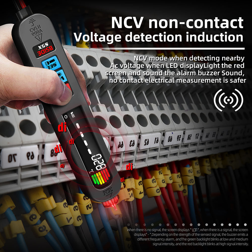 Digitální multimetr BSIDE S5X, detektor napětí AC/DC, automatické přepínání rozsahu, tester kapacity, ohmů, diod, Hz, NCV, jasná LED svítilna, lithium-iontová baterie 400 mAh, černá - s taškou