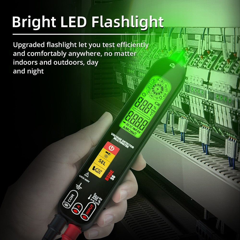 Detektor napětí BSIDE S6, multimetr, detektor napětí, pero, tester napětí AC/DC - černý