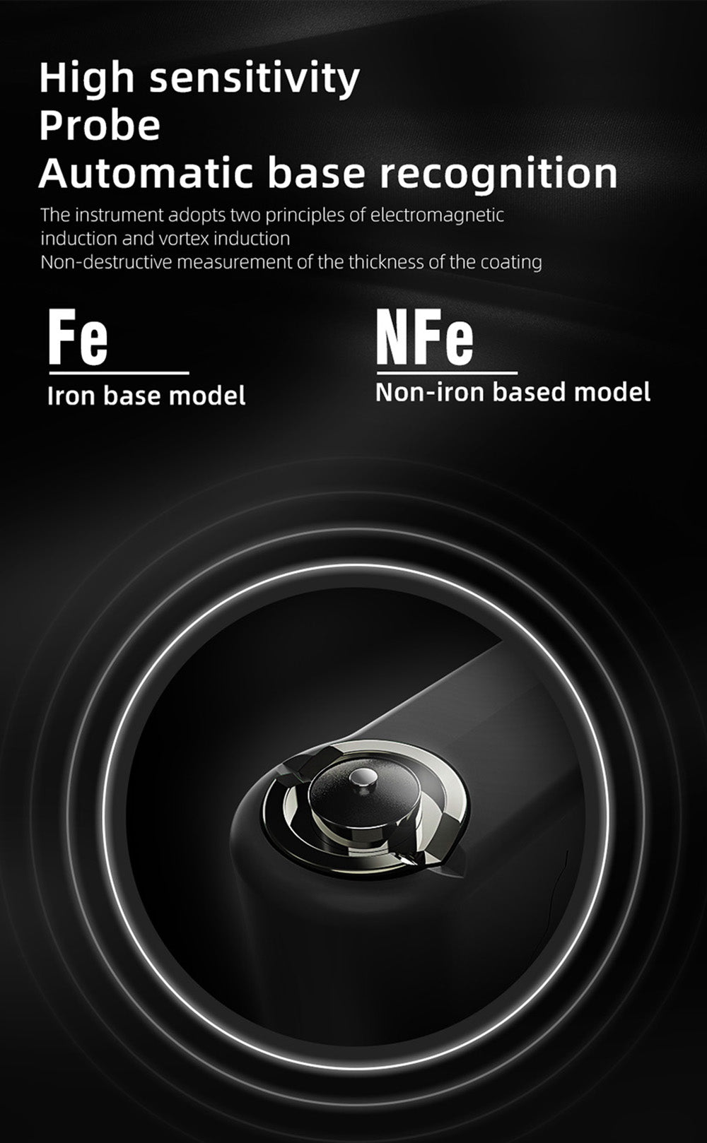 BSIDE T2X Tloušťkoměr, barevný LCD displej, dobíjecí tester tloušťky automobilového laku, 0,1 mikrometru/0-1500μm - černý