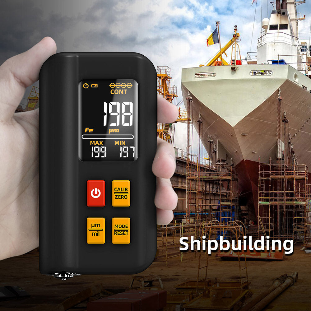 BSIDE T2X Tloušťkoměr, barevný LCD displej, dobíjecí tester tloušťky automobilového laku, 0,1 mikrometru/0-1500μm - černý