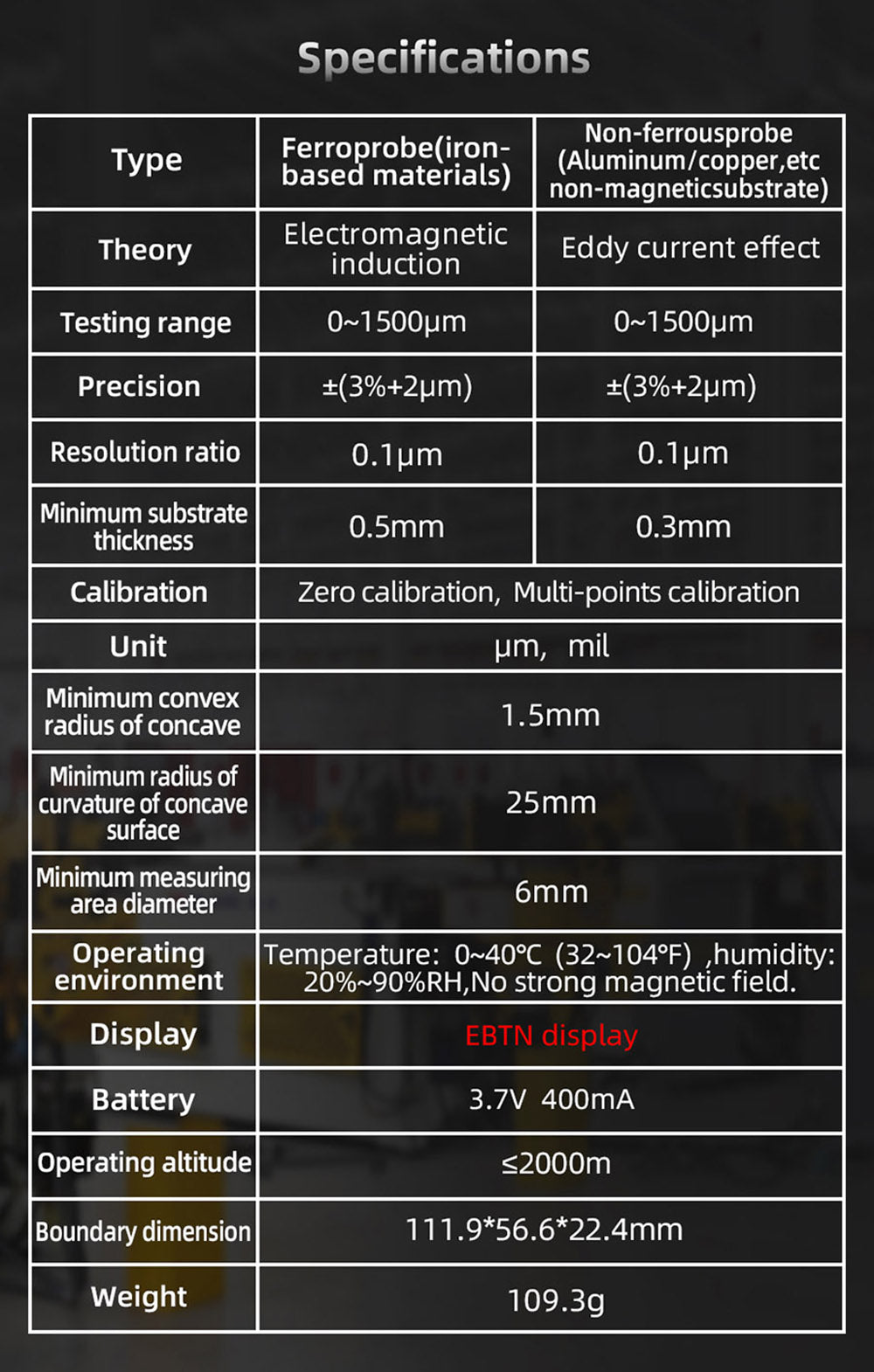 BSIDE T2X Tloušťkoměr, barevný LCD displej, dobíjecí tester tloušťky automobilového laku, 0,1 mikrometru/0-1500μm - černý